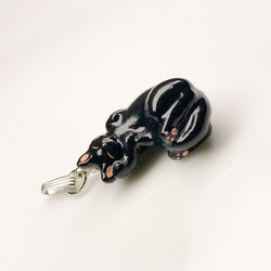 猫ネックレスヘッド お招き様　黒猫カラー 2枚目の画像