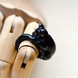 受注製作  猫リング　サイドワインニャー 黒猫 3枚目の画像