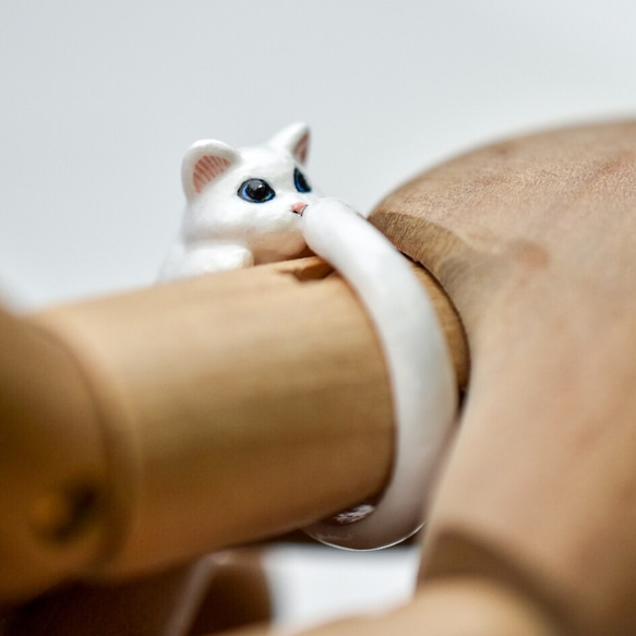 猫リング　サイドワインニャー 白猫 3枚目の画像