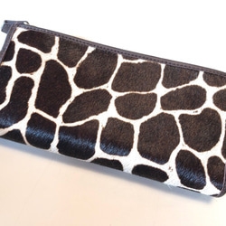 ハラコ（風）ウォレット（ジラフ柄）送料無料 1枚目の画像