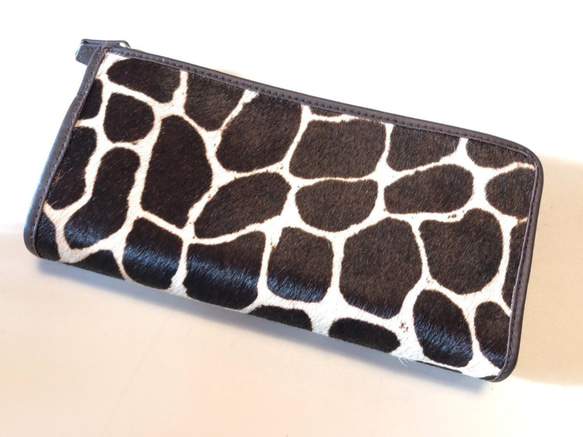 ハラコ（風）ウォレット（ジラフ柄）送料無料 1枚目の画像