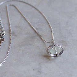 Silver925・宝石質のアクアマリンボタンカット（大粒）ペンダントネックレス（ダイヤモンドダストカット枠 2枚目の画像
