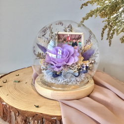 -永生花大玻璃球-客製照片 不凋花 乾燥花 第3張的照片