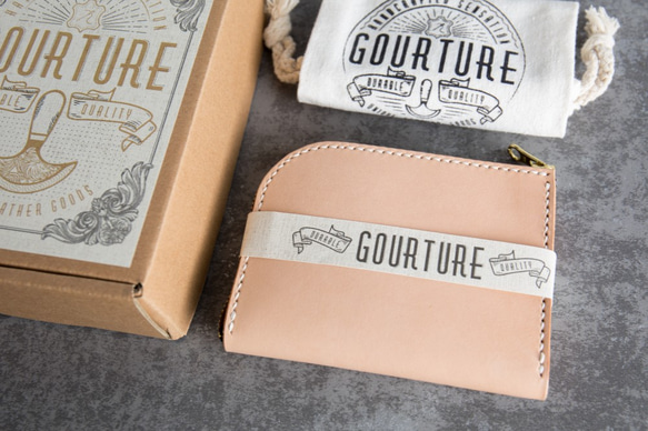 GOURTURE Lファスナー財布/財布イタリアのなめし革入口原色handtailor [GLW01] 4枚目の画像