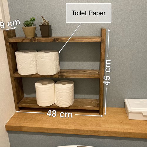 無垢材 アンティーク風 トイレットペーパーラック トイレ収納 棚