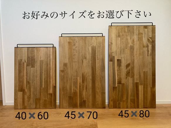 便利なアイアン取って付き 折りたたみ ローテーブル  アンティーク ブルックリン 選べる3サイズ 5枚目の画像