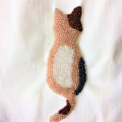 猫ネコ　ビーズ刺繍　手提げバッグ 2枚目の画像