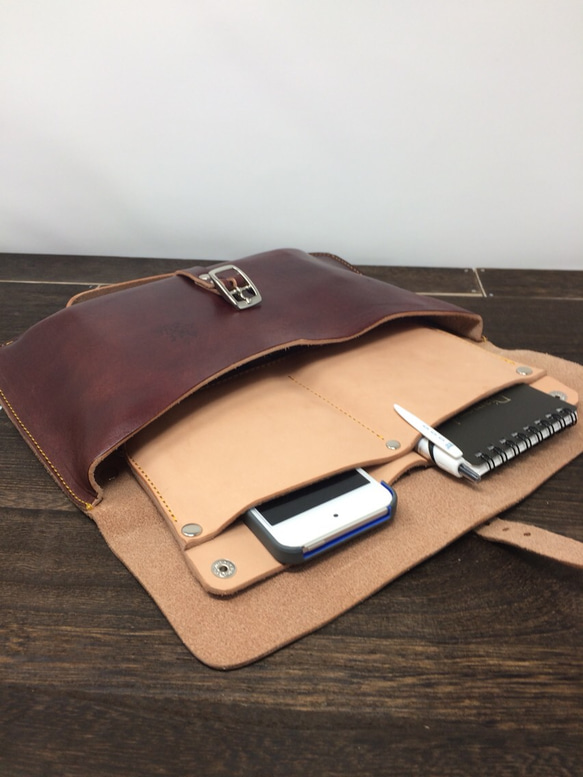 clutch bag 手染め brown  unisex   クラッチバック 4枚目の画像