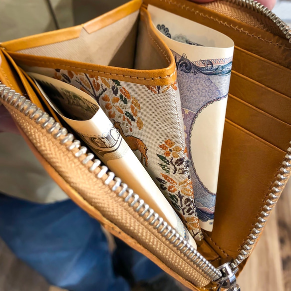 令和に迎える令和ゆかりの奈良財布 正倉院文様革財布 ミニマル（グリーン） グリーン 西陣織