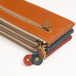 薄くて軽い！ 上質なヌメ革L型長財布（レッド）（全3色） 3枚目の画像
