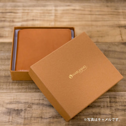 <送料無料>ヌメ革シンプルな二つ折り財布　ダークグリーン（レザー 牛キップヌメ） 5枚目の画像