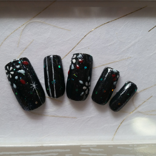 オーダーネイルチップNo.65 夏 花火 浴衣ネイル foot グミ