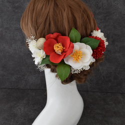和装髪飾り　椿のヘッドドレス　 2枚目の画像