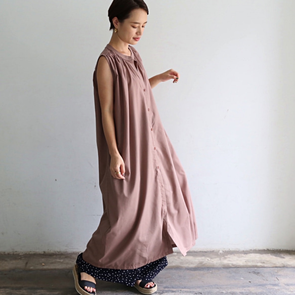 無袖襯衫裙摩卡0290MC 第1張的照片