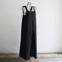 コットンリネン ジャンパースカート　ブラック 7枚目の画像