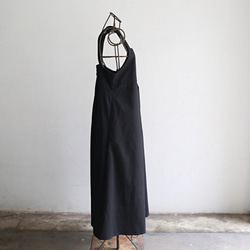 コットンリネン ジャンパースカート　ブラック 8枚目の画像