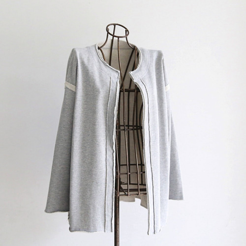スウェット ノーカラージャケット グレー 0449Grey スウェット