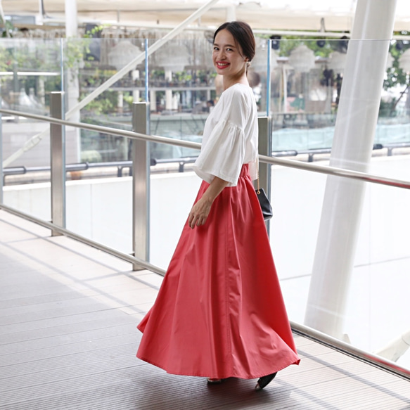 【美品】1er Arrondissement フレアロングスカート ピンク 美品】1er Arrondissement フレアロングスカート ピンク