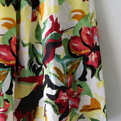 棉質亞麻花卉印花喇叭裙 第10張的照片