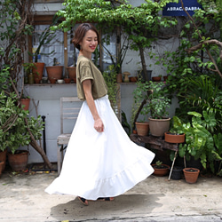 棉麻亞麻裙子夏季限量顏色白色 第3張的照片