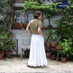 棉麻亞麻裙子夏季限量顏色白色 第4張的照片
