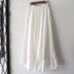 棉麻亞麻裙子夏季限量顏色白色 第7張的照片