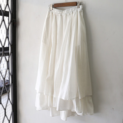 棉麻亞麻裙子夏季限量顏色白色 第8張的照片