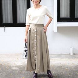 ロングスカート　ベージュ　25 新品　フォロー割-200円 スカート レディース ロングスカート Aラインスカート タック