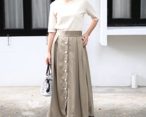 ★ALLUDEベージュ リブ編みロングスカート Sサイズ カシミヤ ニットスカート マキシ丈 レディース スカート 冬 フレア