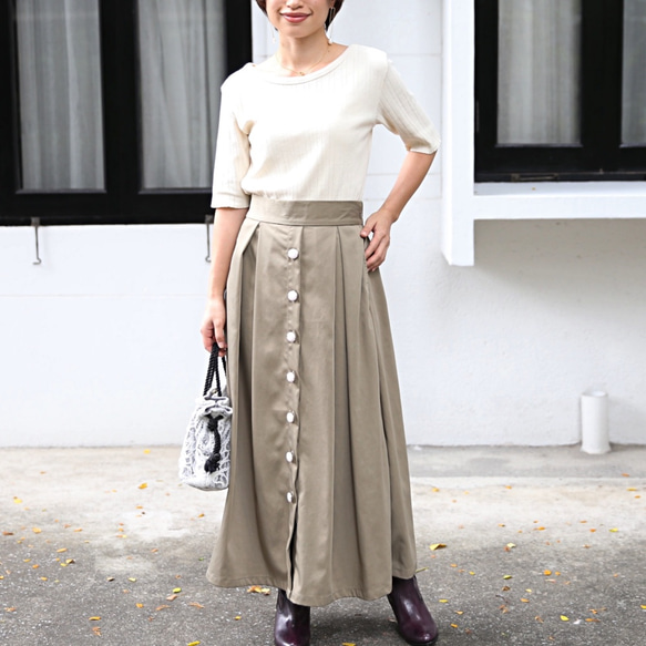 Theory LUXE フレアロングスカート 38 クリームベージュ セオリーリュクス theory luxe フレアスカート ロング丈 38 M