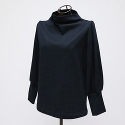 透明瓶頸氣球袖長袖黑色 第15張的照片