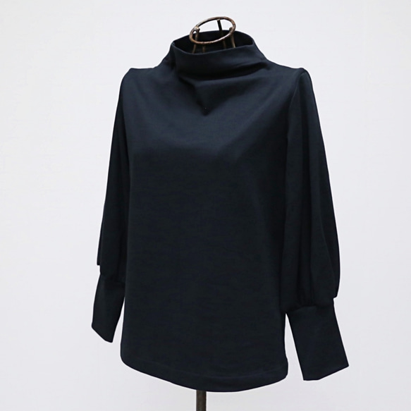 透明瓶頸氣球袖長袖黑色 第15張的照片