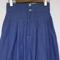 デニム タック フレアスカート　ブルー 7枚目の画像