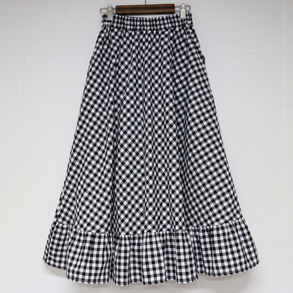 棉格紋格子裙 第8張的照片