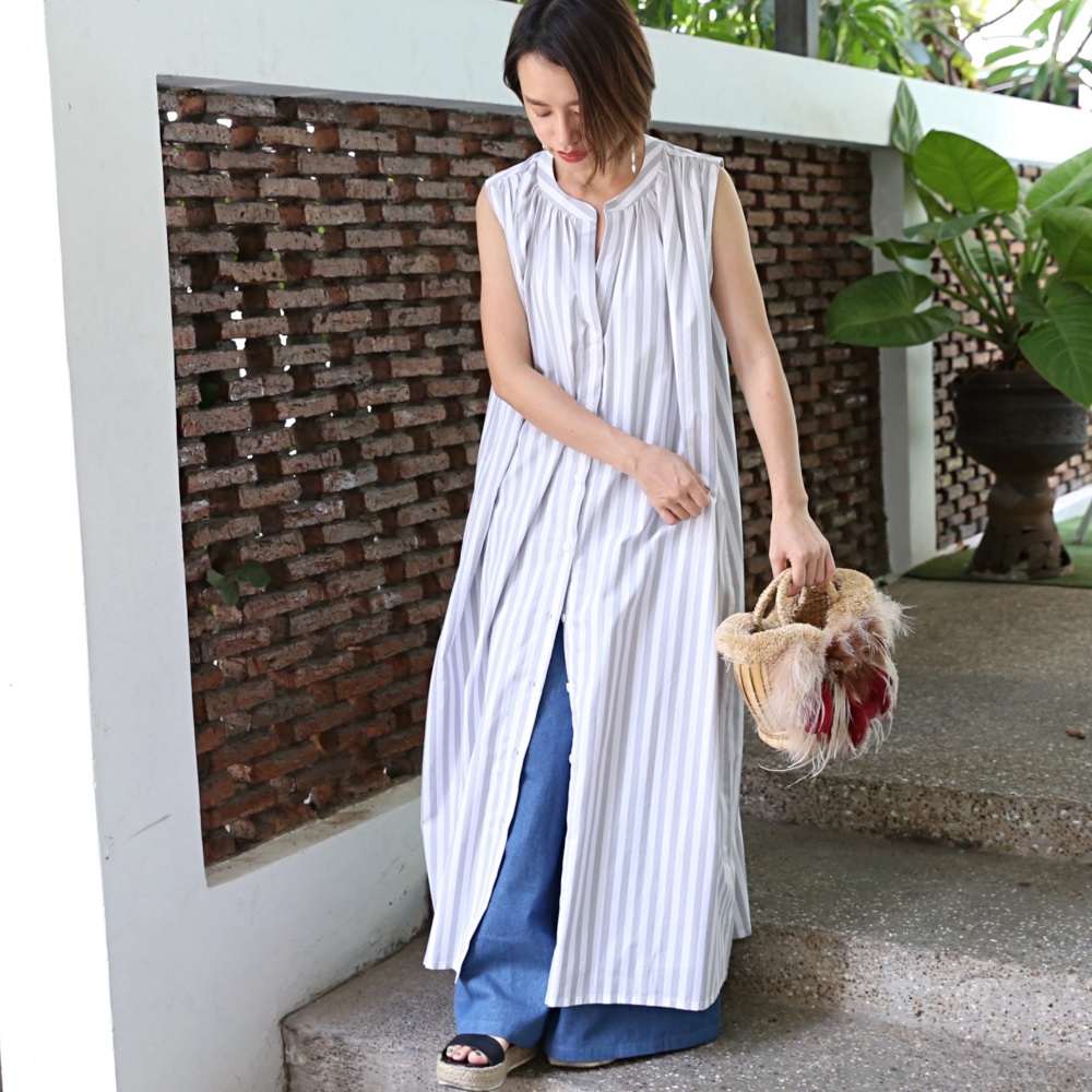 Munsingwear ストライプ ノースリーブワンピース BPF01_11_11062206235_6400?$