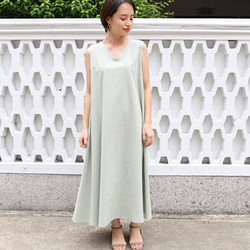 柔軟棉麻連衣裙薄荷 第2張的照片