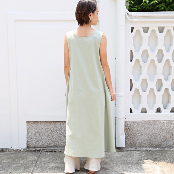 柔軟棉麻連衣裙薄荷 第5張的照片