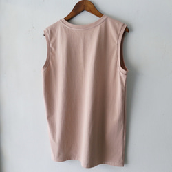 棉質無袖T卹粉色米色 第7張的照片