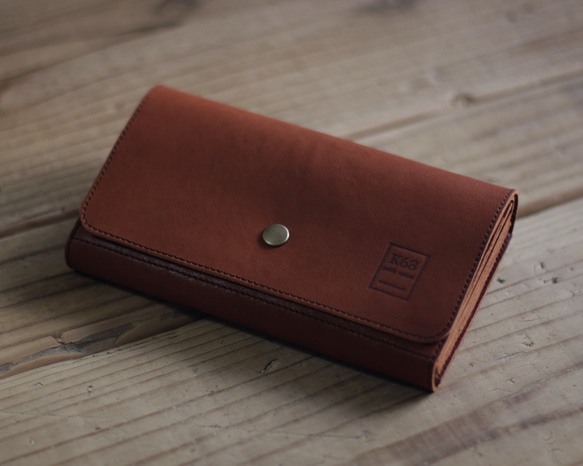 【2/28制作終了】長財布　Long Wallet / square cut / Brown 2枚目の画像