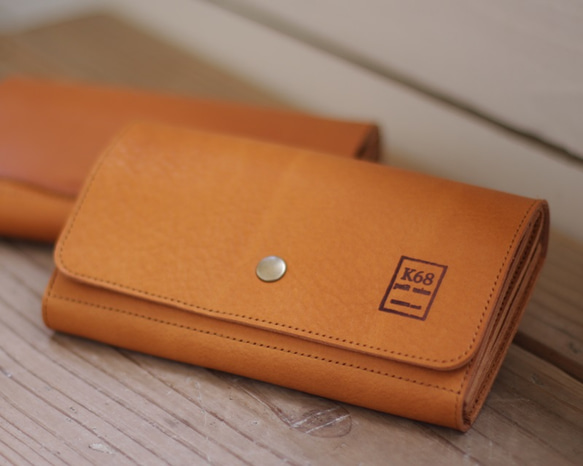 【2/28制作終了】長財布　Long Wallet / Square cut / Camel 1枚目の画像