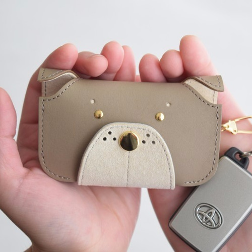 本革 犬型スマートキーケース maro+ ｜グレージュ｜ キーケース