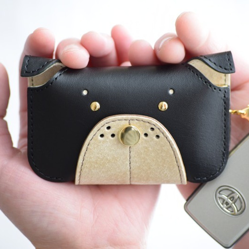 本革 犬型スマートキーケース muku+ ｜ブラック｜ キーケース