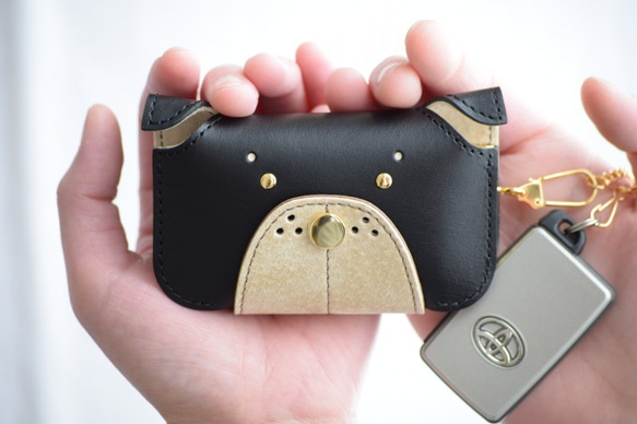 本革 犬型スマートキーケース muku+ ｜ブラック｜ キーケース Dochi