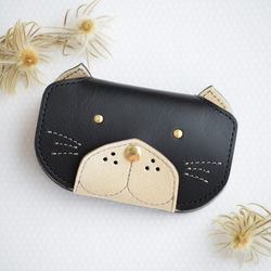 皮革　小貓鑰匙包（可收納 汽車鑰匙）　mint　｜黑色｜ 第1張的照片