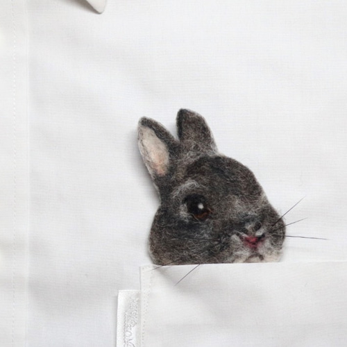 Pocket animal バッチ うさぎ ネザーランドドワーフさん 羊毛