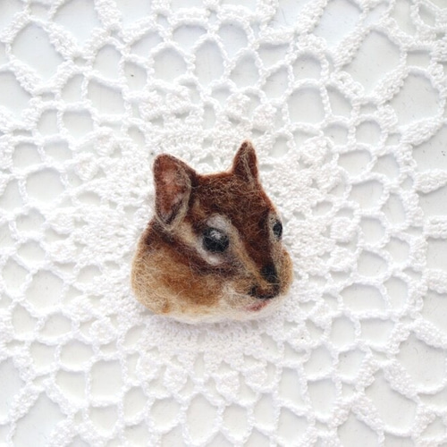 Pocket animal バッチ シマリスさん 羊毛フェルト ゆらの店 通販