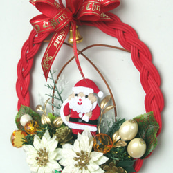 ちりめんサンタのクリスマスリース飾り　小20-1 5枚目の画像