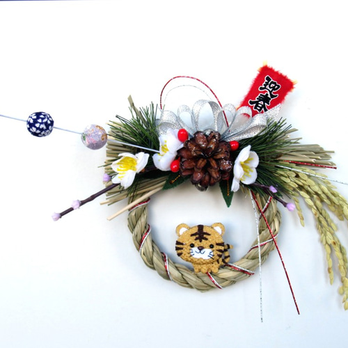 お正月リース♪No.22 獅子頭のお正月リース飾り 小22-1 しめ縄・しめ飾り kisetukazari2