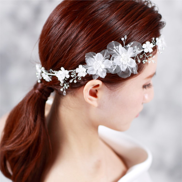 最も純粋なHOMEドリルビーズの花の女神の装飾糸の毛リングHV16001 |結婚式。既婚。ウェディング|手作りブライダルヘッドド 1枚目の画像