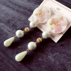 PUREST HOME 典雅女神の棉珍珠不凋花(可拆式)垂墜耳環/附禮盒 第4張的照片